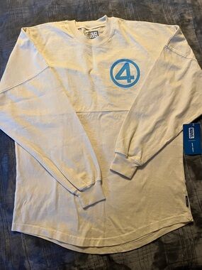 Marvel Cream Long Sleeve Tee with Blue Fantastic Four Graphic